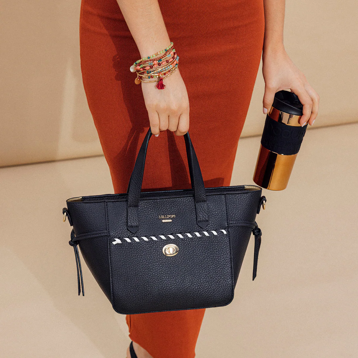 Sac shopper noir Pivoine - Image 7